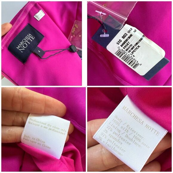 NWT Marchesa Notte Lipstick Pink Sculpted Silk Crepe Strapless Gown Maxi Dress 4 - Picture 12 of 16